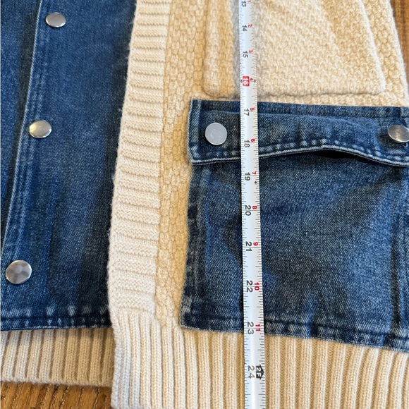 YURA Denim & Knit Mixed Media Oversized Cardigan Jacket Size S/M - Picture 9 of 9